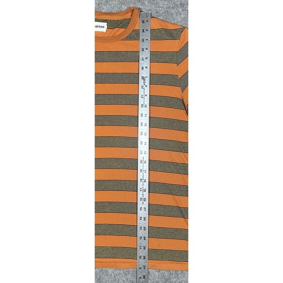 Taylor Stitch Organic Cotton Tee Shirt Men’s 42 Large Orange Striped Crewneck - Picture 6 of 6